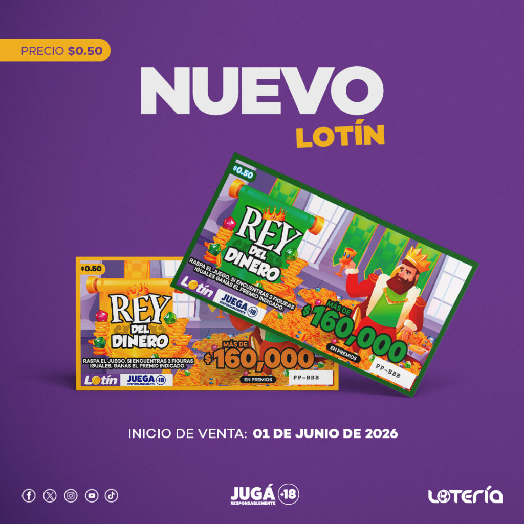 Boleto Rey del Dinero, uno de los juegos de Lotín disponibles